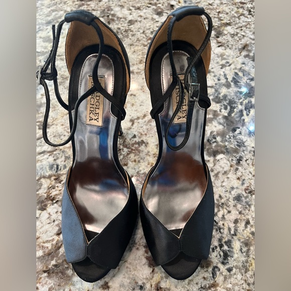 Black Rhinestone Badgley Mischka Heels - Picture 1 of 7